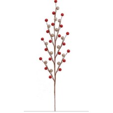 Red with Gold Metallic Textured Berry Spray with 35 Berries, 18.5 Inches (Lot of 12 Berry Sprays) SALE ITEM